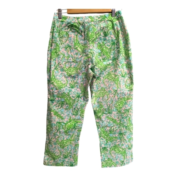 Lilly Pulitzer see you later alligator Capri pants green pink - Picture 1 of 5